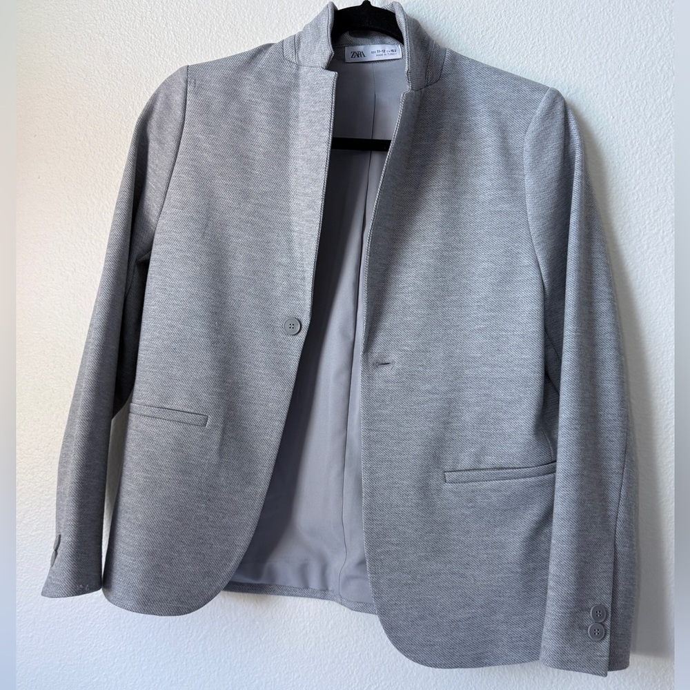 ZARA Kids Gray Structured Blazer Jacket Size 11-12 (152) NWT